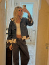 Suiva denim jakke med ko print - Blå/brun/hvid