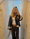 Suiva denim jakke med ko print - Blå/brun/hvid