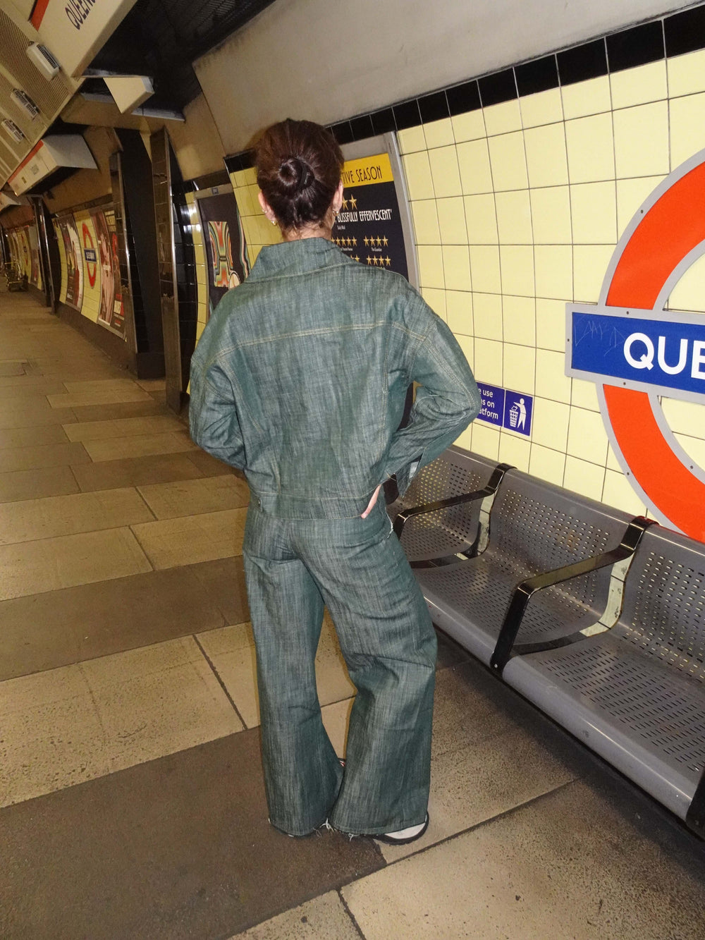 Olivina denimjakke - Blågrøn