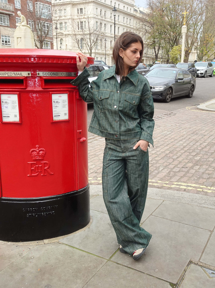 Olivina denimjakke - Blågrøn