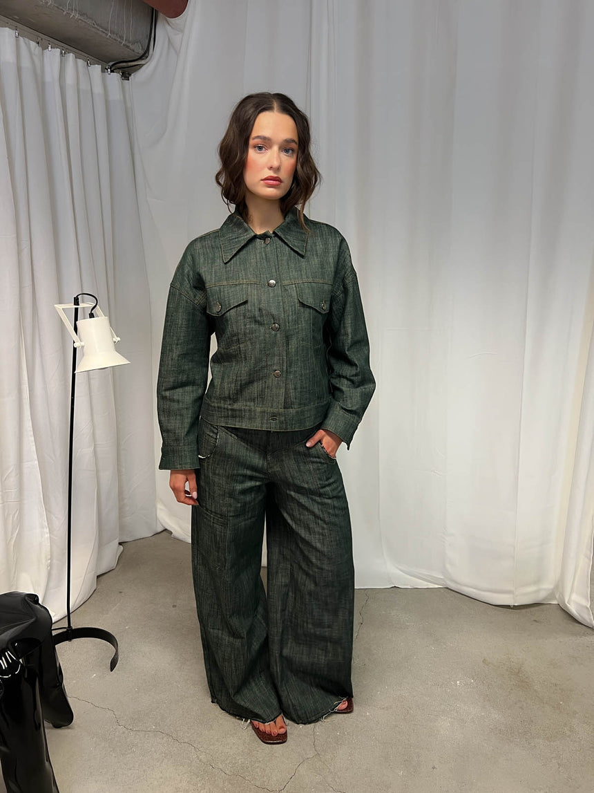 Olivina denimjakke - Blågrøn