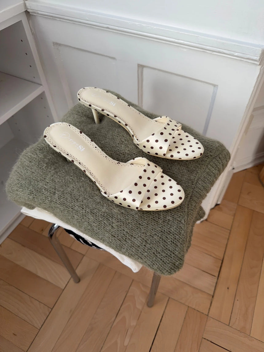 Dottie mules - Creme/Brun