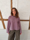 "Main character energy" bluse med striber - Pink/brun/gul
