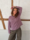 "Main character energy" bluse med striber - Pink/brun/gul