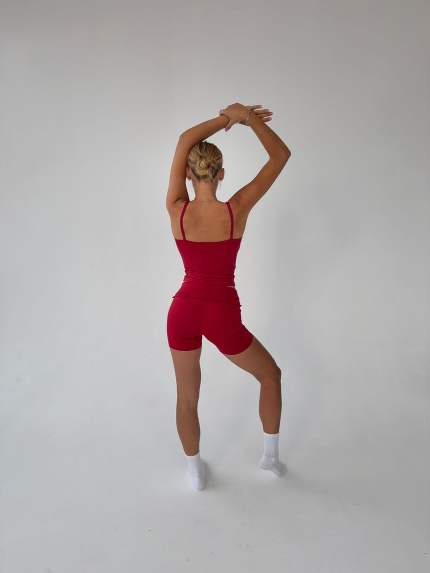 Folded essential shorts - Cherry