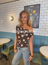 Lily top med polkaprikker - Brun/gul