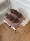 Fabra sandal med kilehæl - Brun