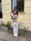 Kassandra figursyet skjorte med tern - Lysebrun/hvid