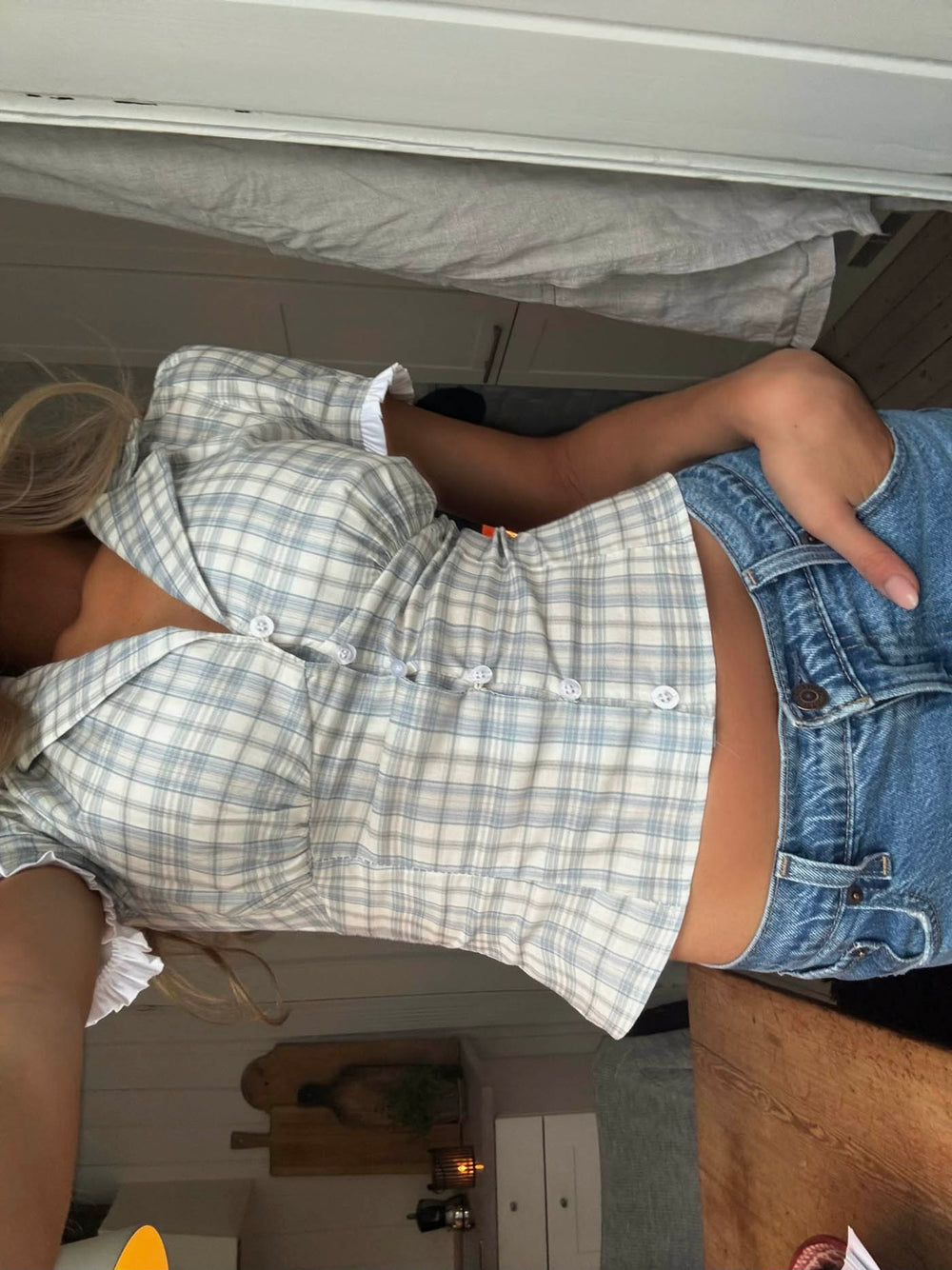 Kassandra figursyet skjorte med tern - Blå/hvid