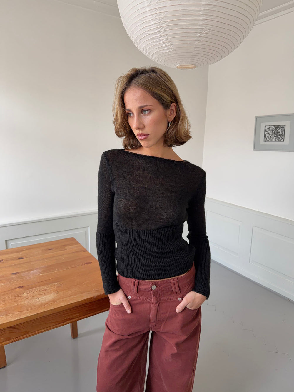 Lova figursyet striktrøje - Sort