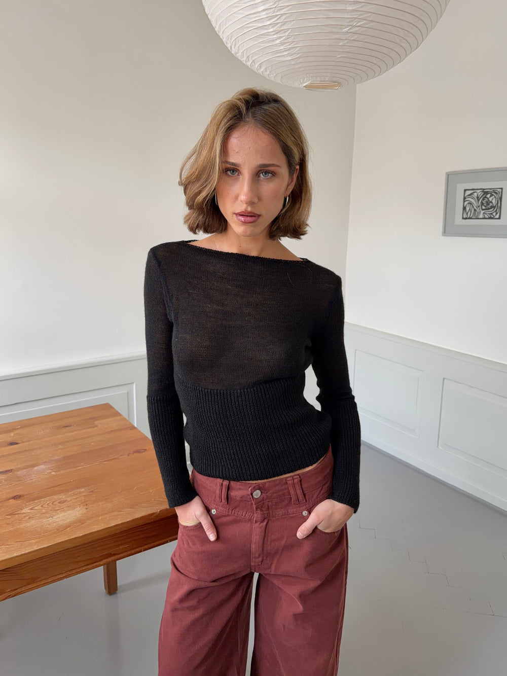 Lova figursyet striktrøje - Sort