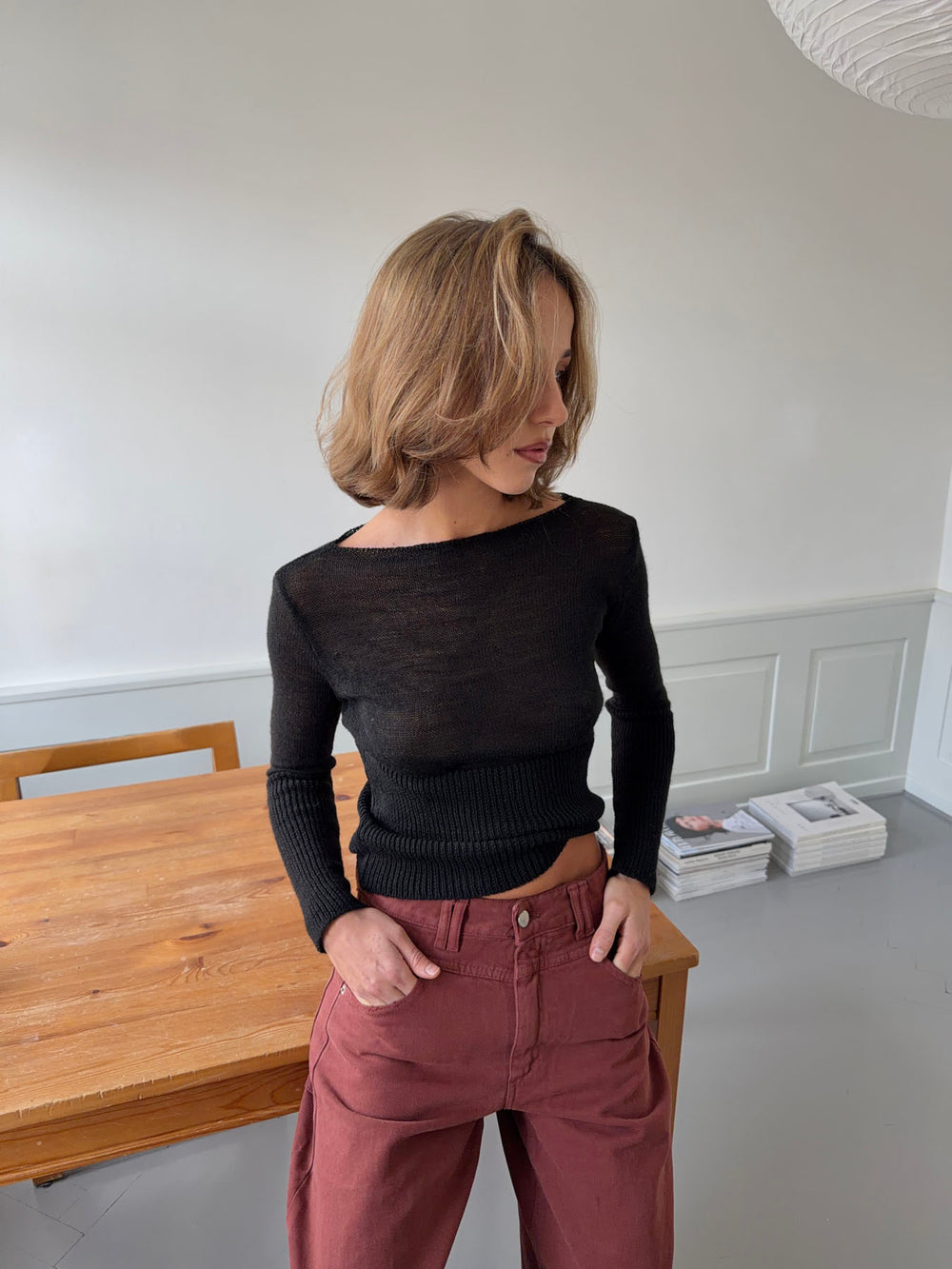 Lova figursyet striktrøje - Sort