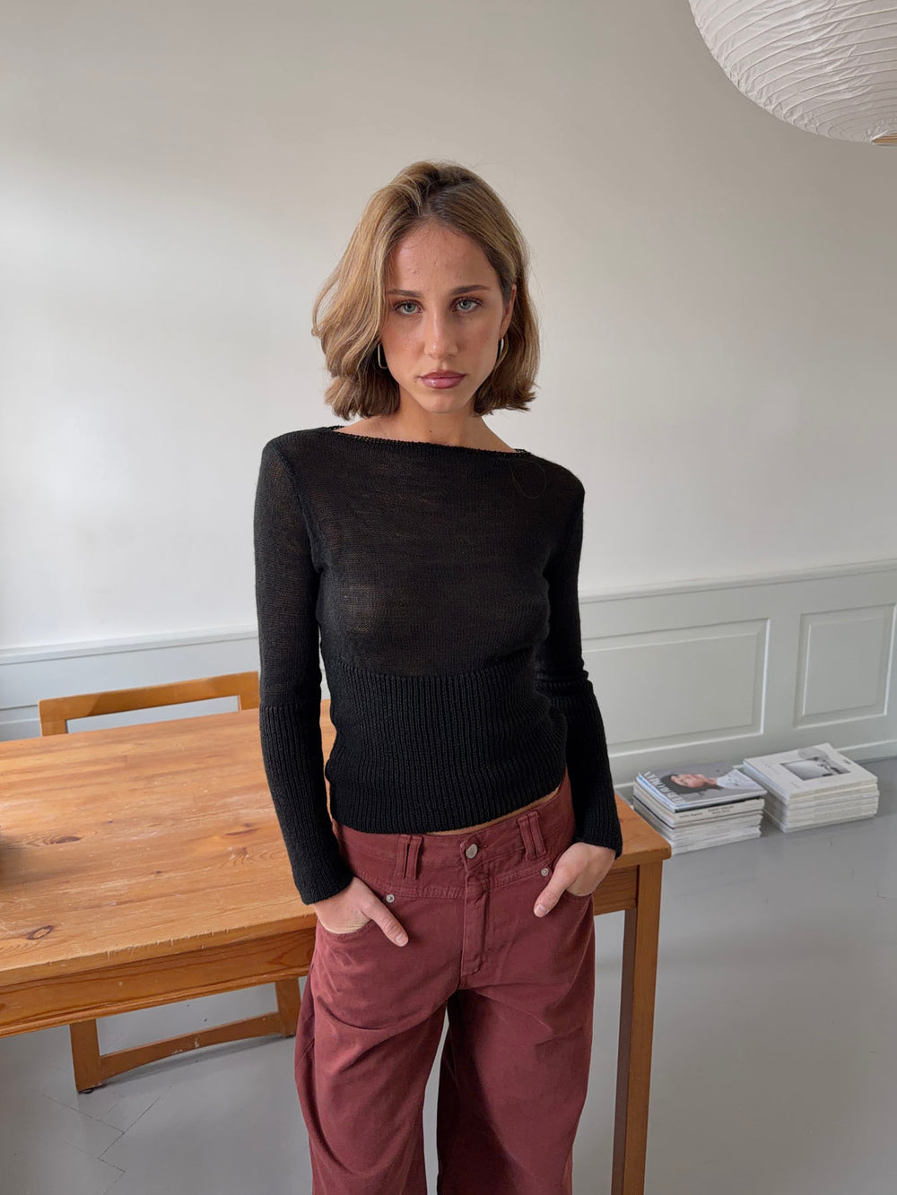 Lova figursyet striktrøje - Sort