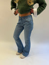Flared star jeans med navy stjerne - Lys denim