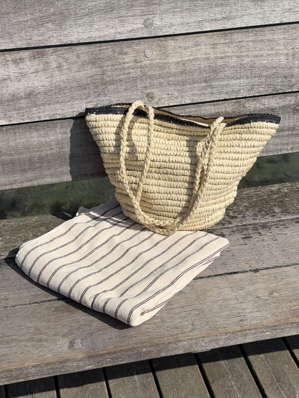 Spencer flet taske - Beige/sort