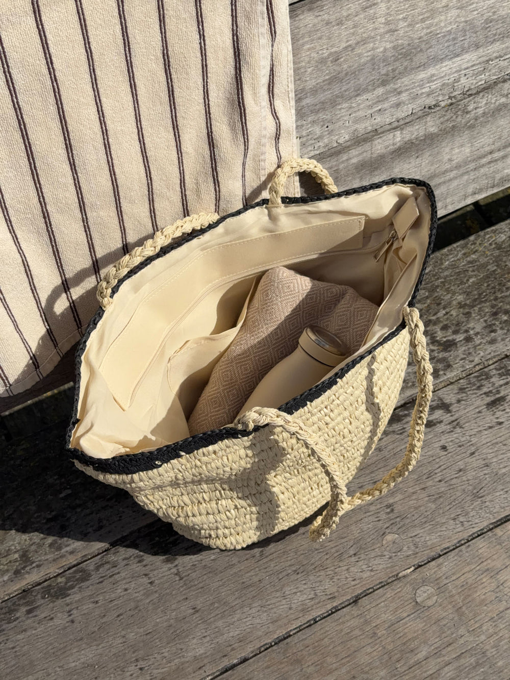 Spencer flet taske - Beige/sort