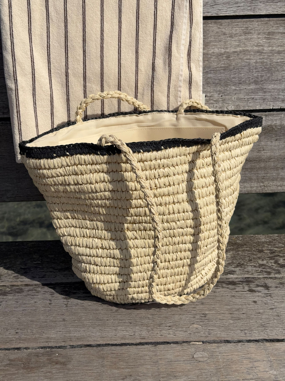 Spencer flet taske - Beige/sort