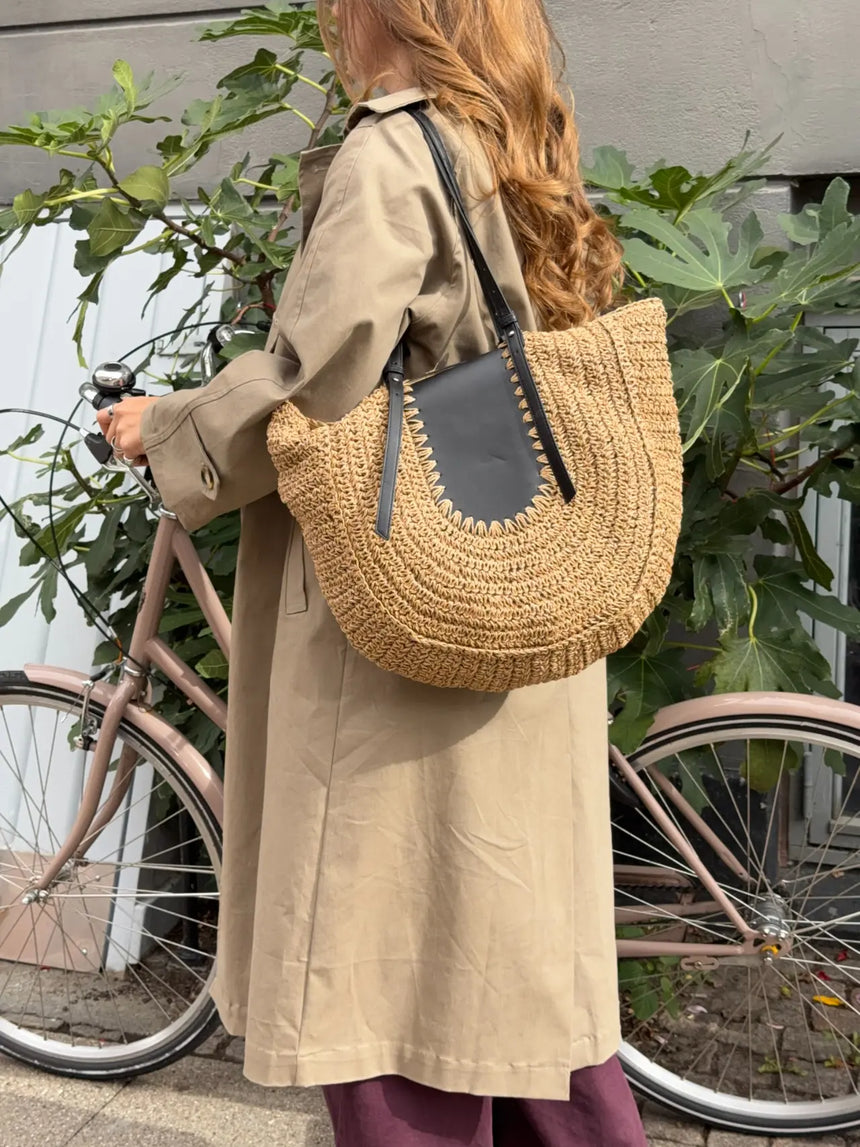 Wovana flettaske - Beige/Sort