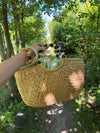 Trissino flettet taske med perlehang - Beige/sort