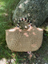 Trissino flettet taske med perlehang - Beige/sort