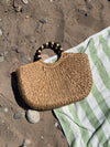 Trissino flettet taske med perlehang - Beige/sort
