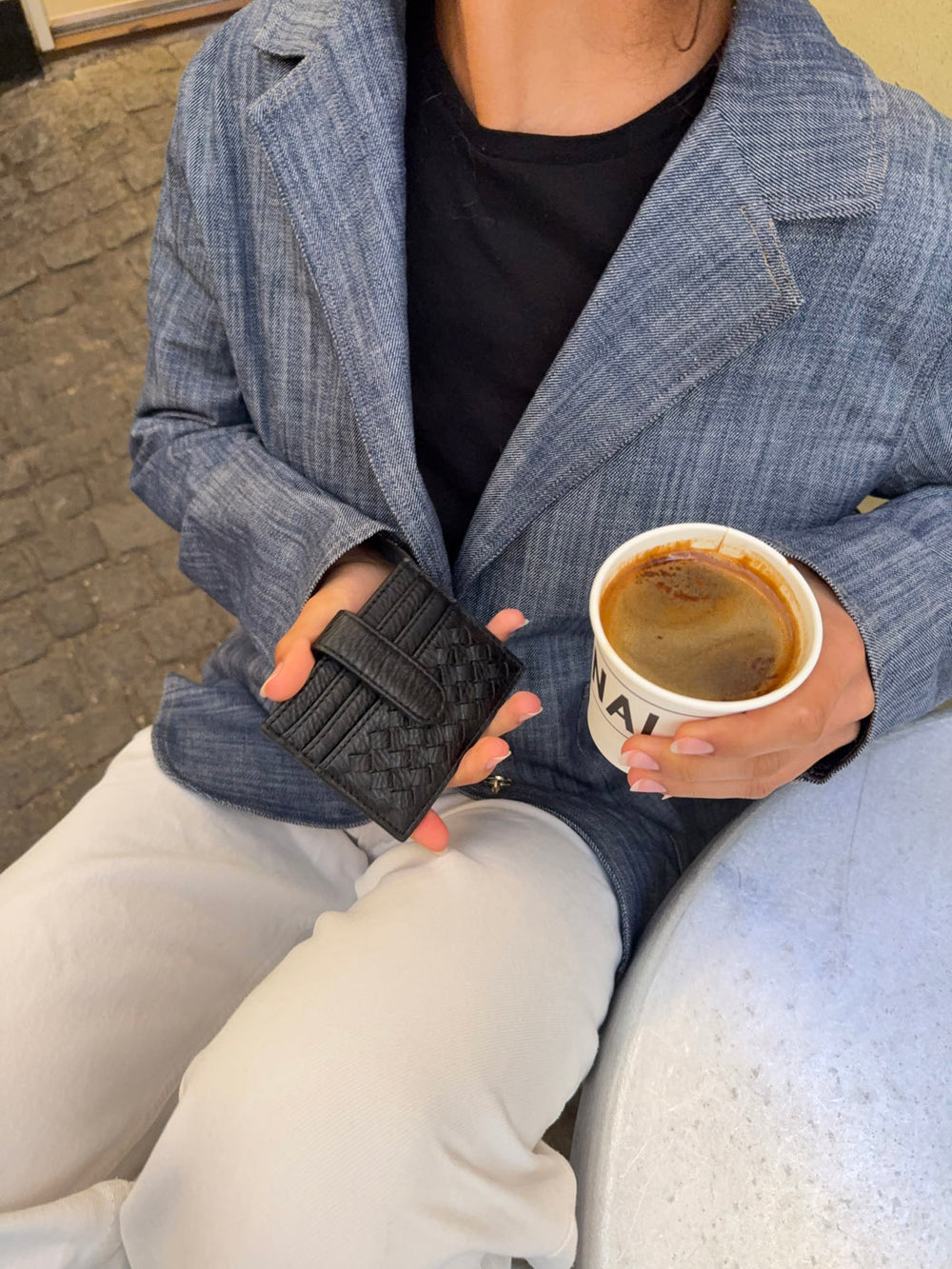 Boston flettet kortholder - Sort