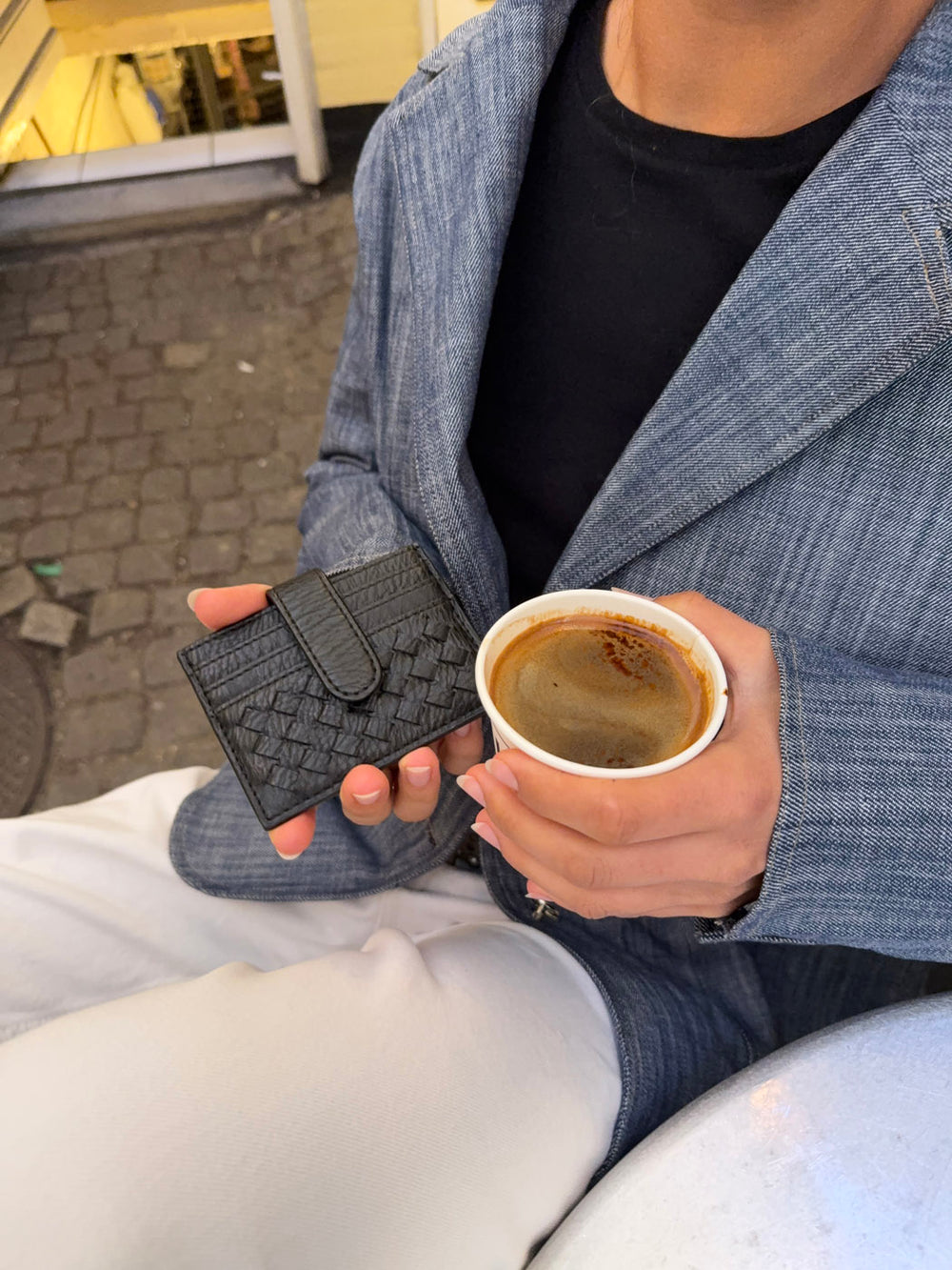 Boston flettet kortholder - Sort