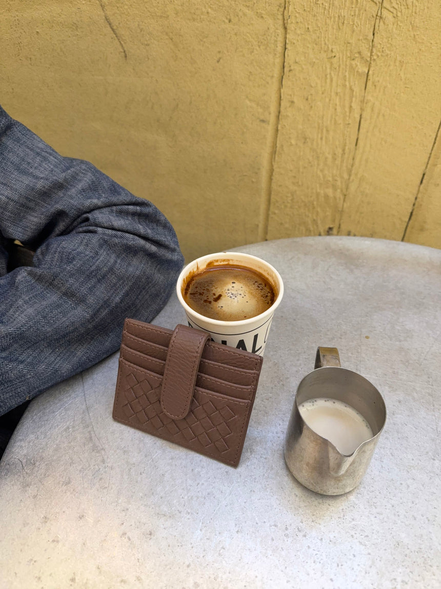 Boston flettet kortholder - Taupe