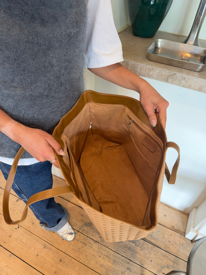 Chili flettet taske - Beige