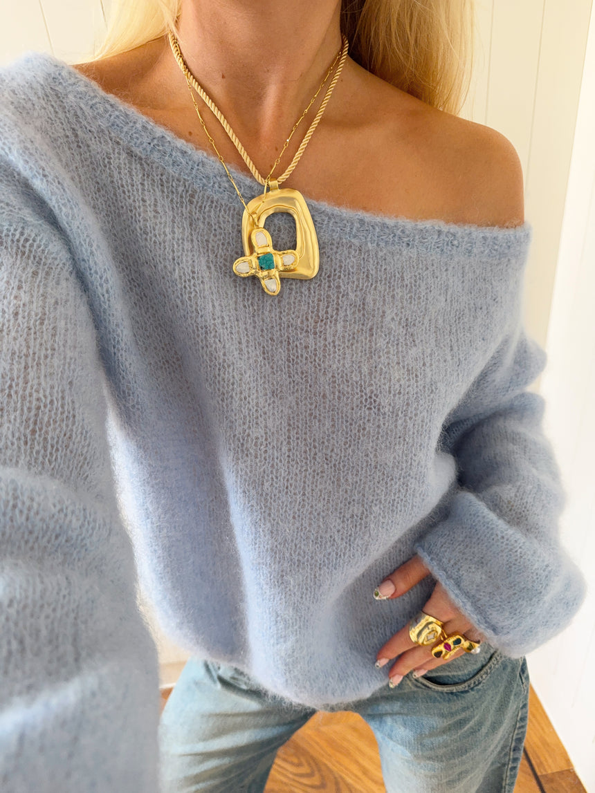 Scandivv fluffy strik - Lyseblå