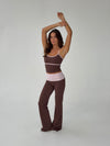 Essential folded yoga pants - Espresso/candyfloss