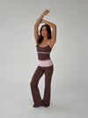 Essential folded yoga pants - Espresso/candyfloss