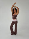 Essential folded yoga pants - Espresso/candyfloss