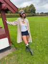 Sille frakke med ternet for - Beige