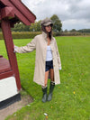 Sille frakke med ternet for - Beige