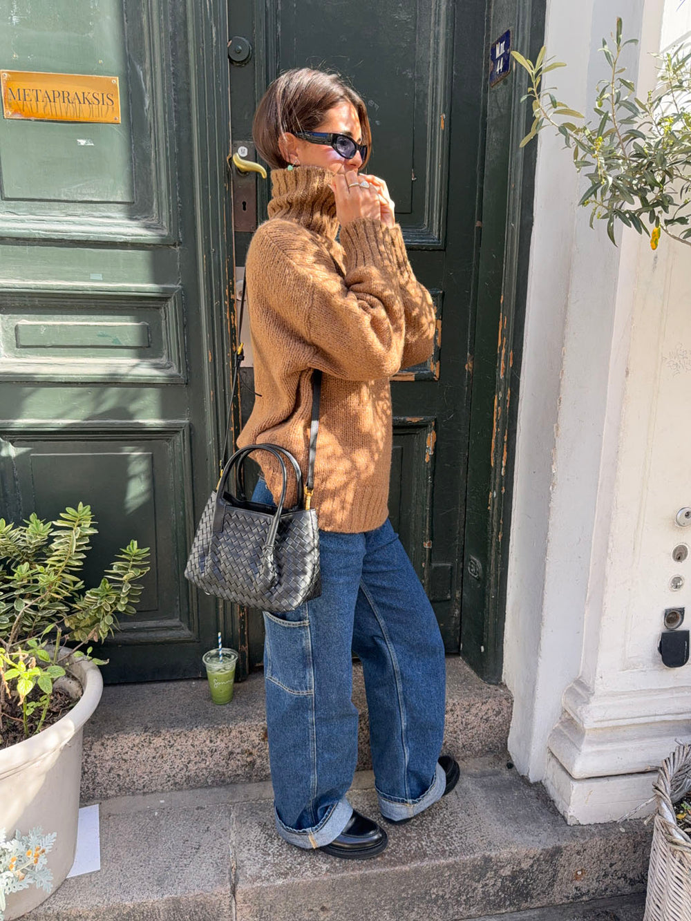 Cebo håndtaske i flet - Sort