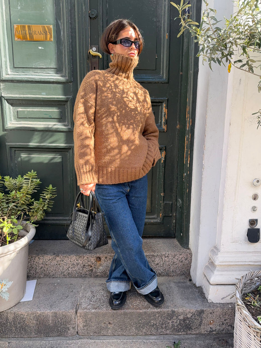 Cebo håndtaske i flet - Sort