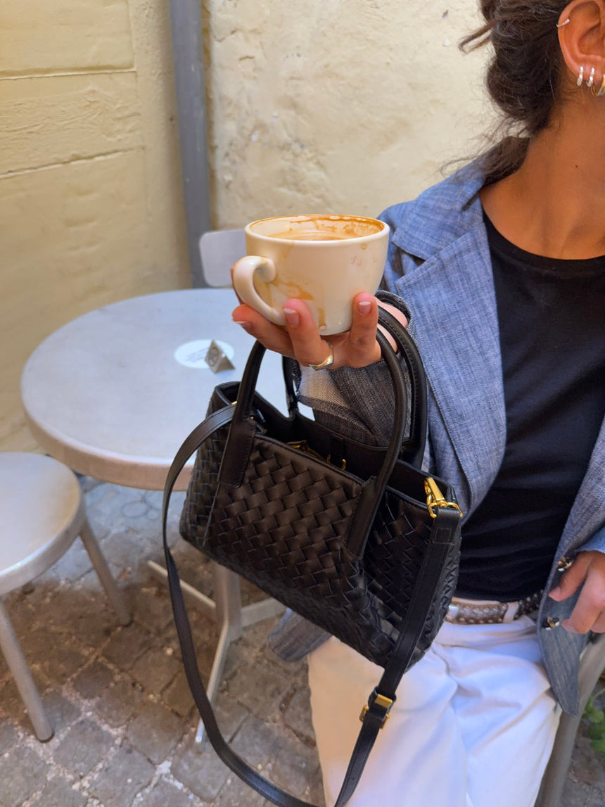 Cebo håndtaske i flet - Sort