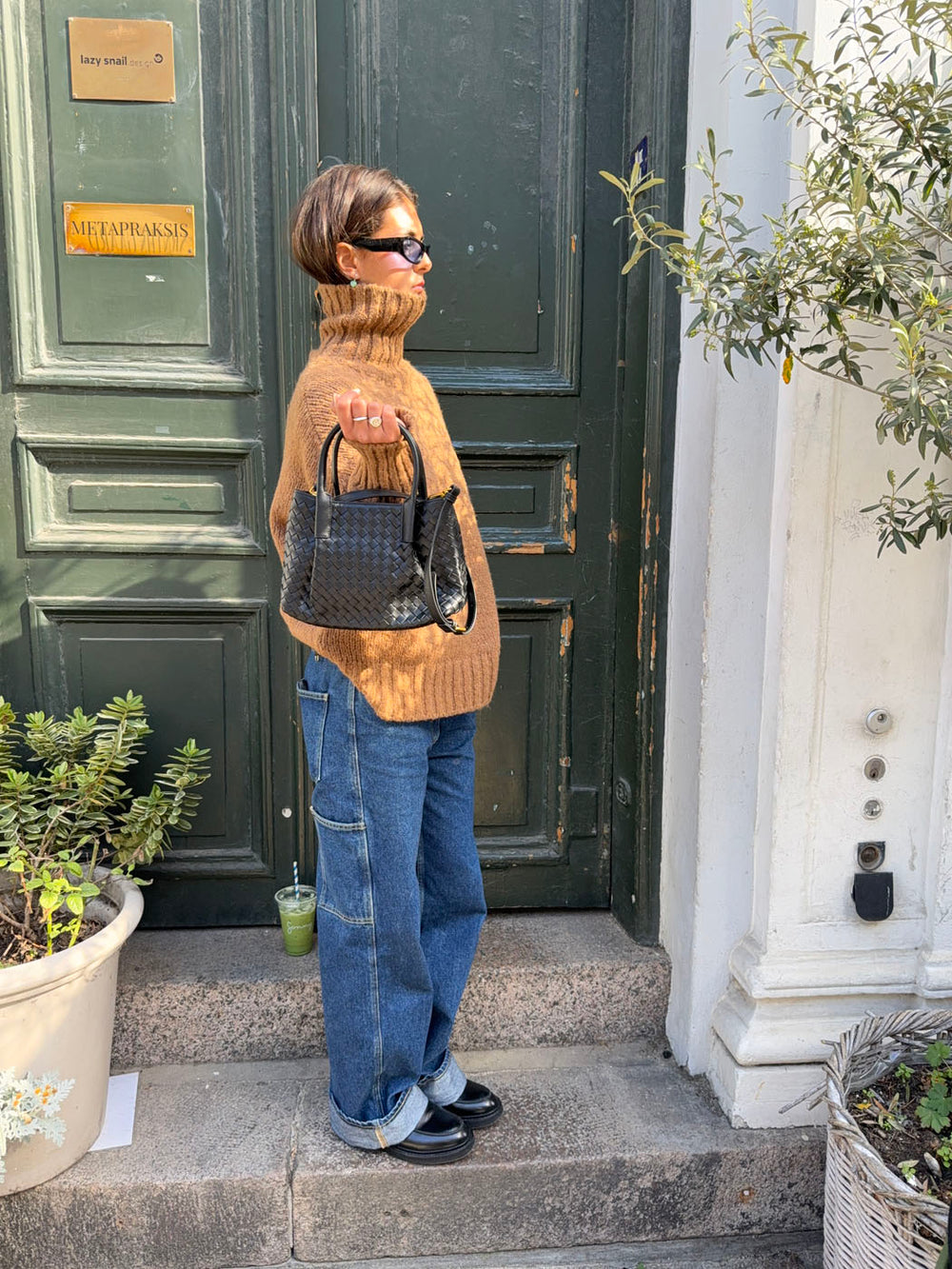 Cebo håndtaske i flet - Sort