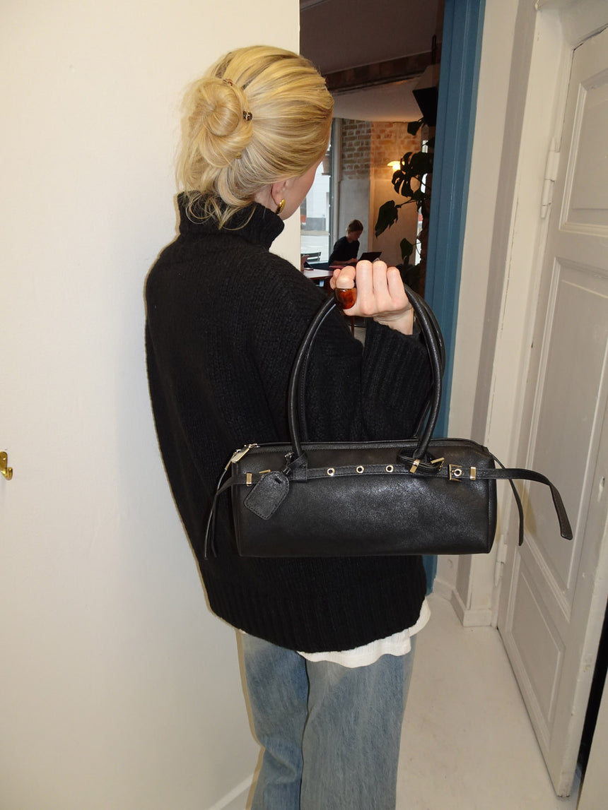 Bobby håndtaske med metalknapper - Sort