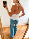Scandivv halterneck-top med bindebånd - Hvid