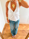 Scandivv halterneck-top med bindebånd - Hvid