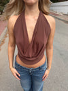Tina halternecktop - Brun