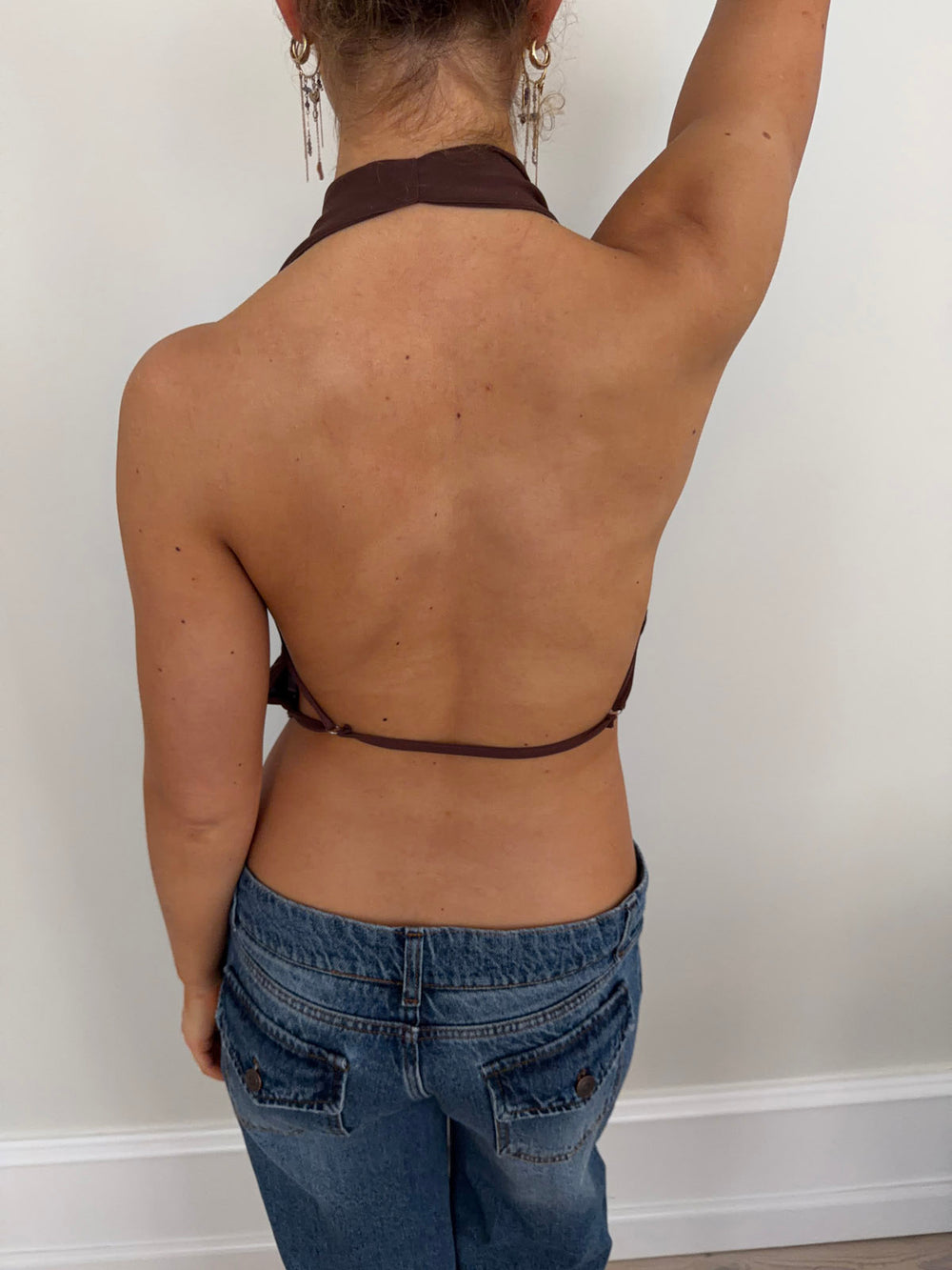 Tina halternecktop - Brun