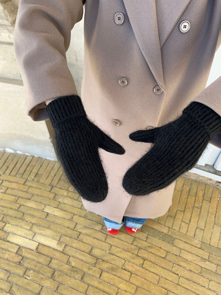 Fluffy handsker - Sort