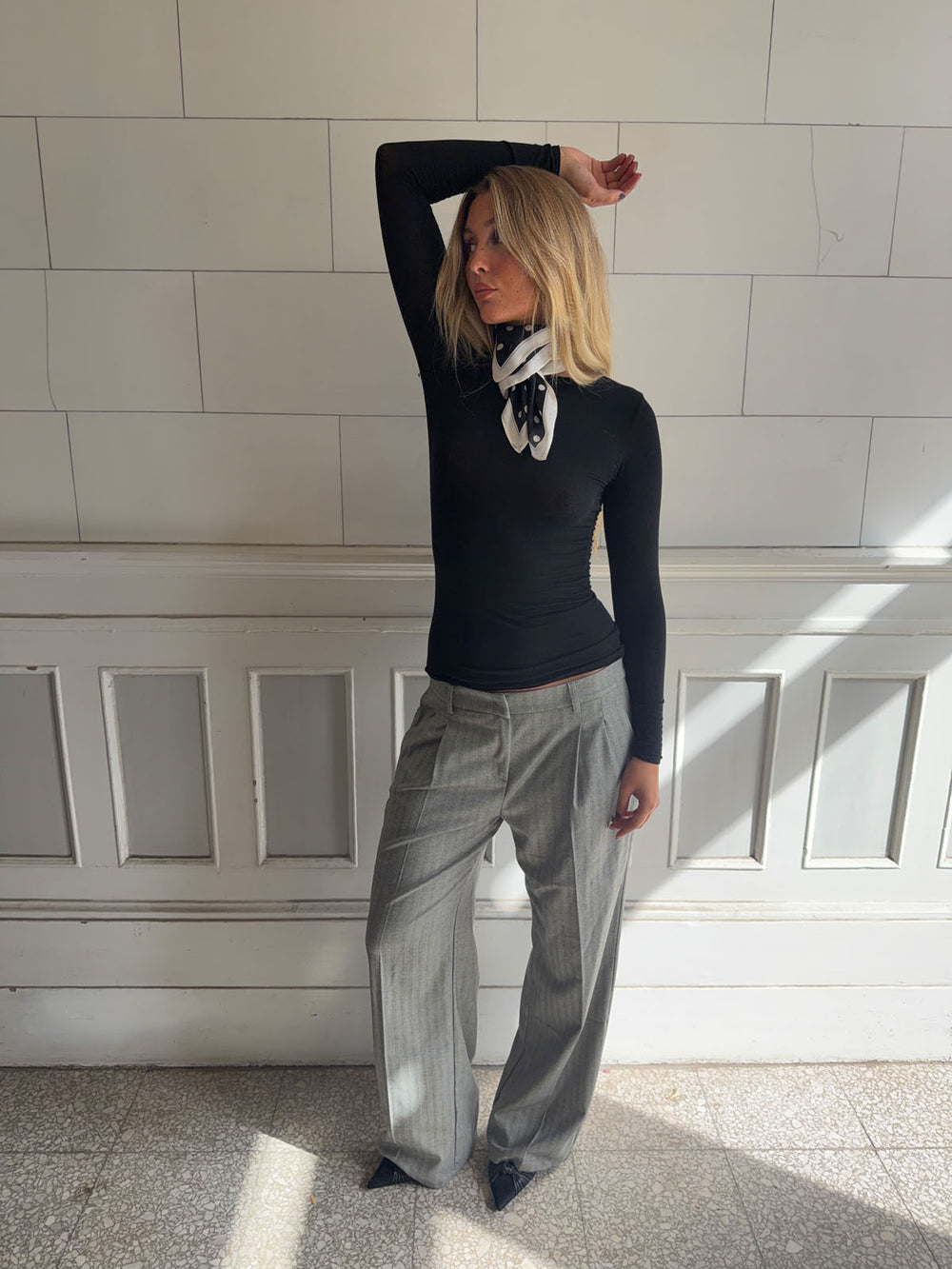 Ellen herringbone bukser - Grå