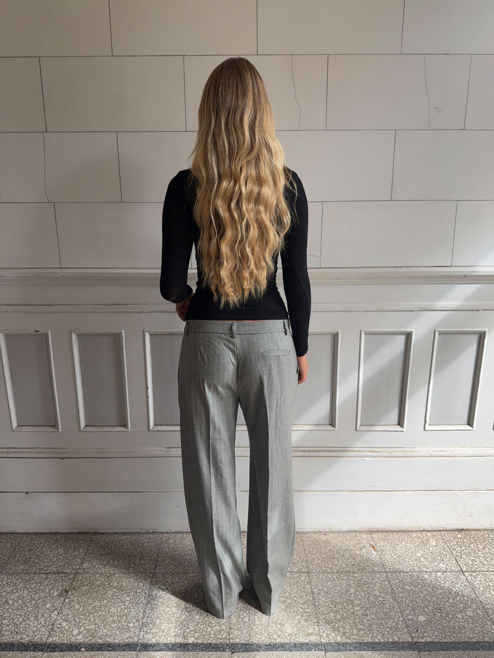 Ellen herringbone bukser - Grå