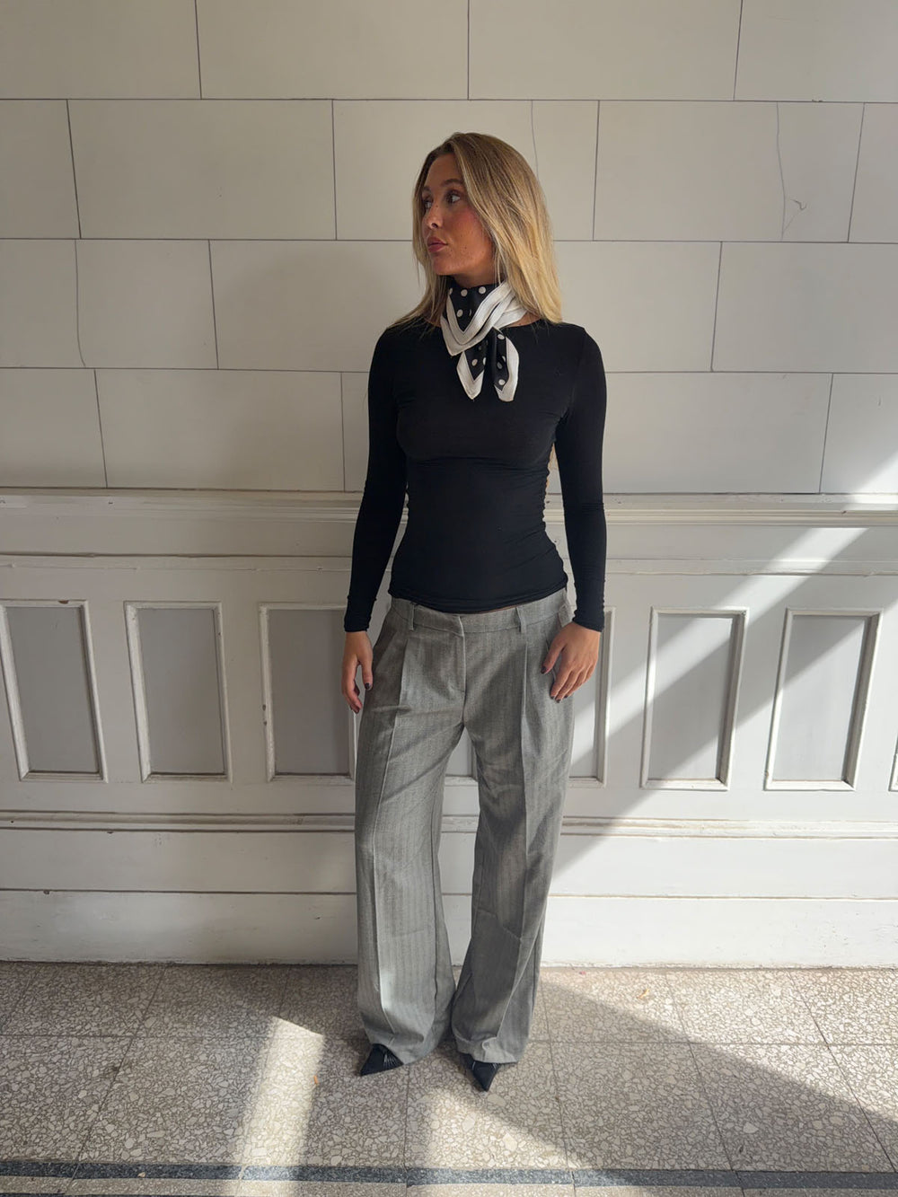 Ellen herringbone bukser - Grå