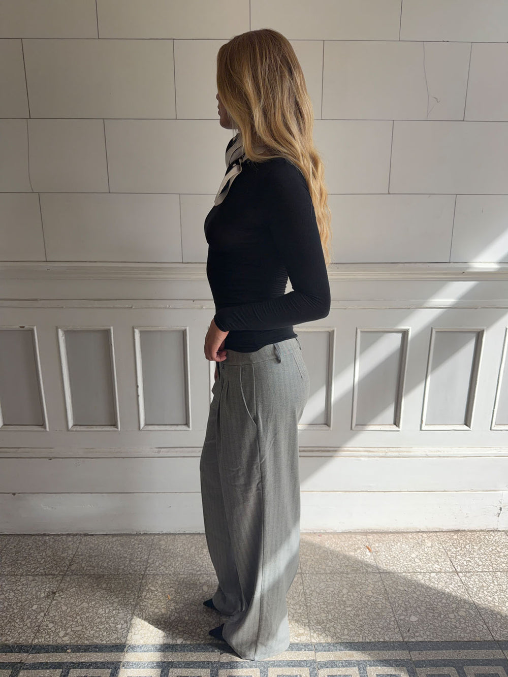 Ellen herringbone bukser - Grå