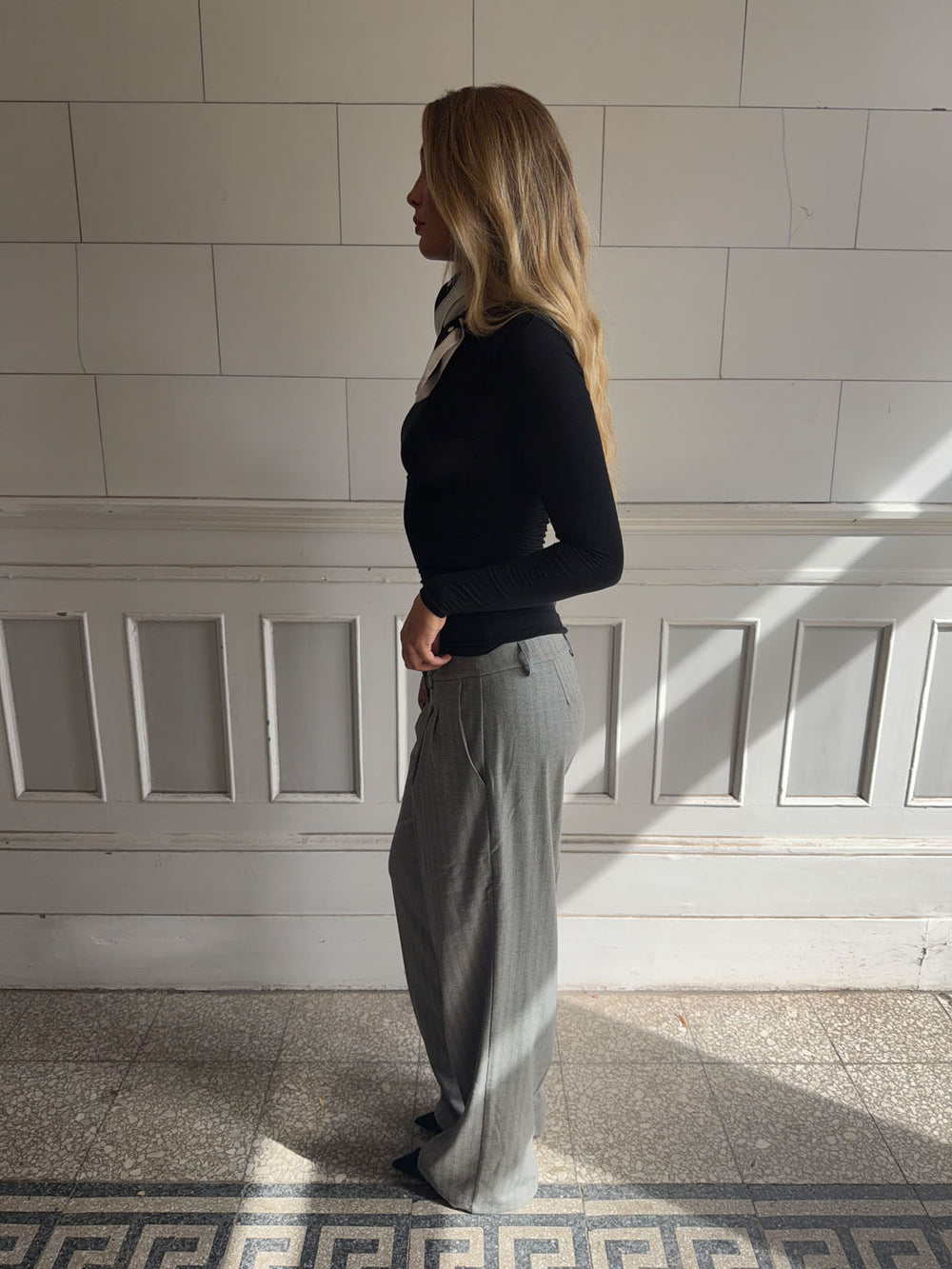 Ellen herringbone bukser - Grå